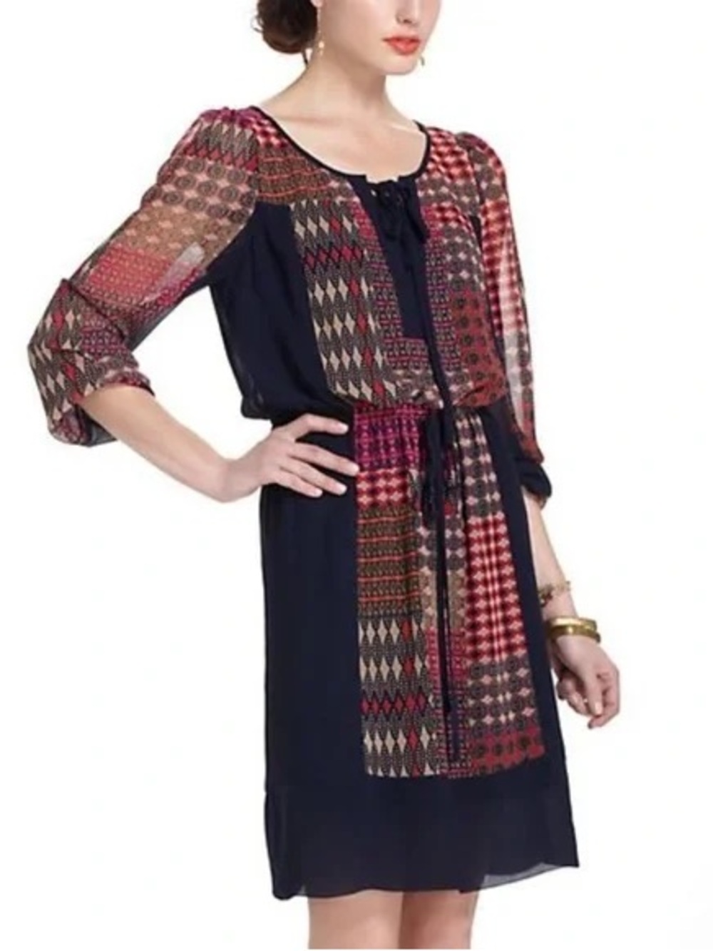Anthropologie Dress Womens Small Maeve Rosalie Boho Peasant Long Sleeve Mini
